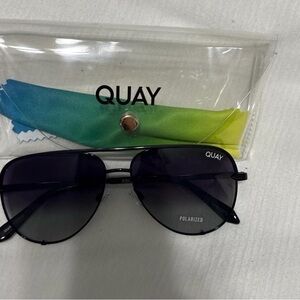 Quay Australia Black Aviator Polarized Sunglasses